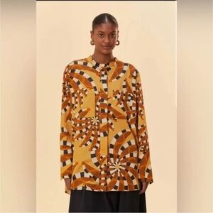 Farm Rio Beige Bananada maxi shirt